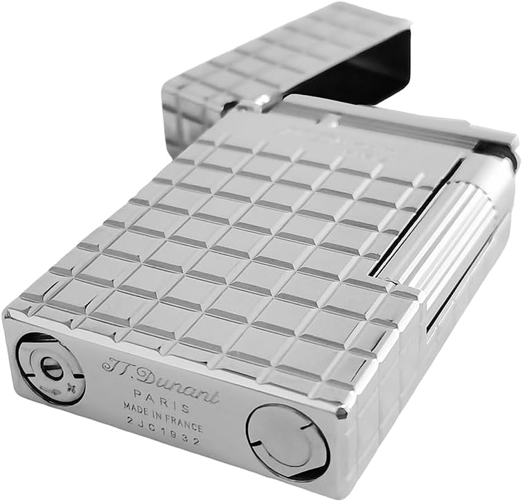 Classic Plaid Lighter, Ligne 2 Lighters, Metal, Ping Sound, Inflatable, Soft Flame Adjustable, Birthday Gift for Men Friend Father (Silver)