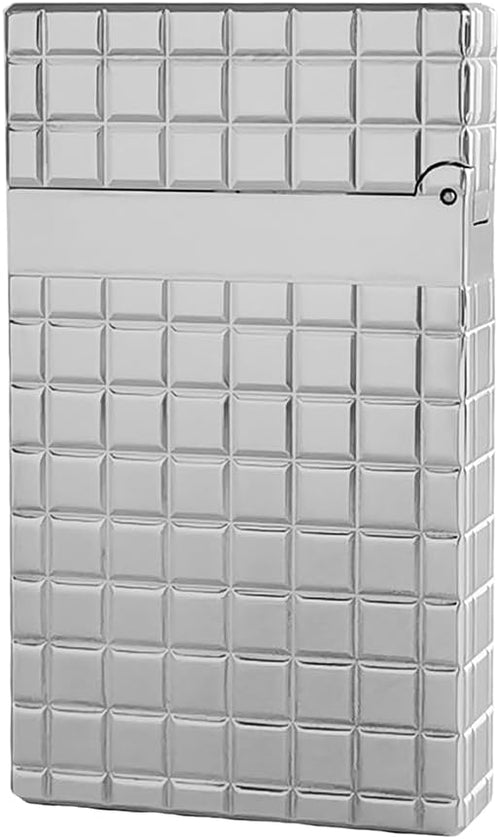 Classic Plaid Lighter, Ligne 2 Lighters, Metal, Ping Sound, Inflatable, Soft Flame Adjustable, Birthday Gift for Men Friend Father (Silver)
