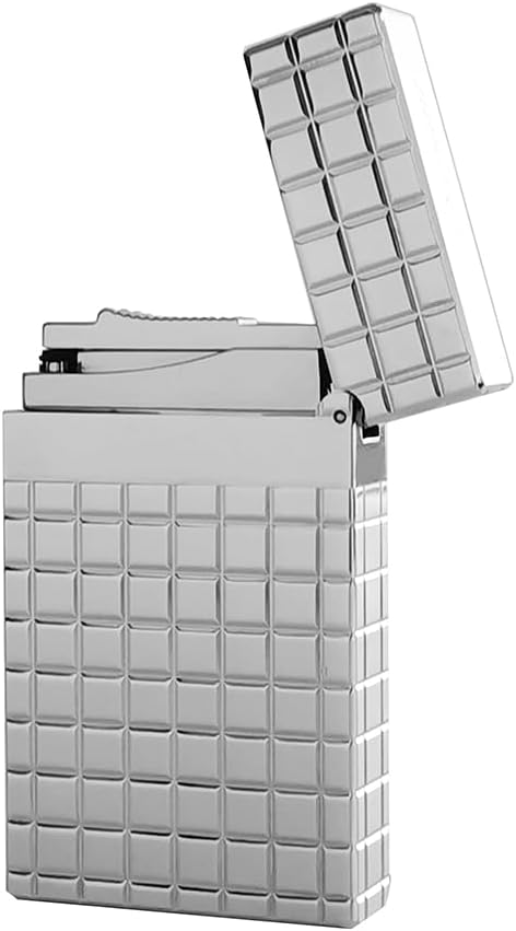 Classic Plaid Lighter, Ligne 2 Lighters, Metal, Ping Sound, Inflatable, Soft Flame Adjustable, Birthday Gift for Men Friend Father (Silver)