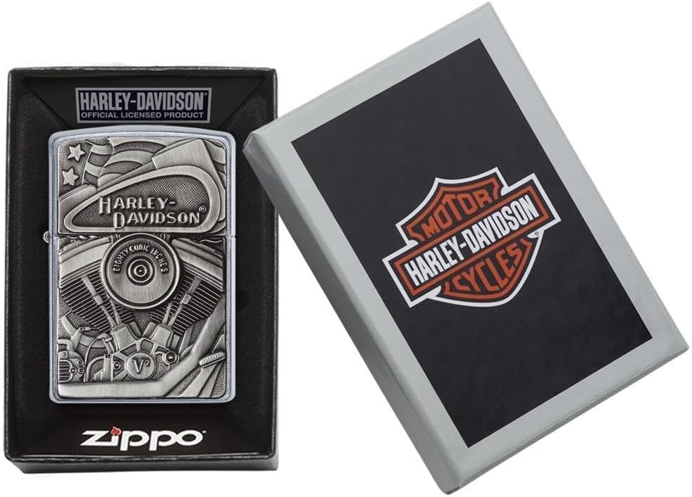 Personalized Zippo Harleey-Daviddson Windproof Oil Lighter Engraving - Christmas, Halloween & Valentines Day Gift (Silver Eng)