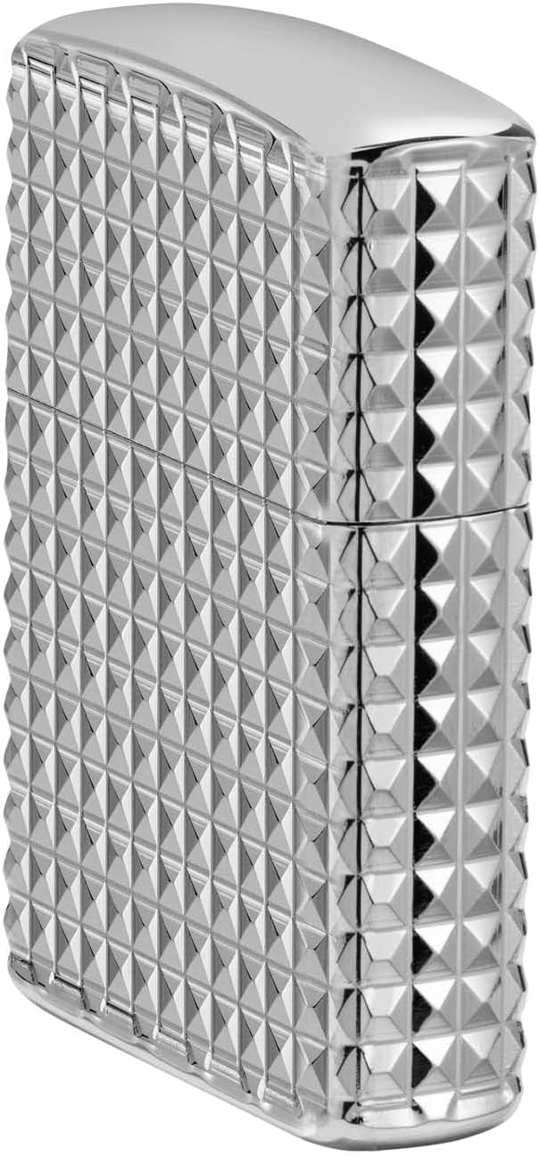 Zippo Lighter: Armor MultiCut Geometric Diamond Design - High Polish Chrome 48880