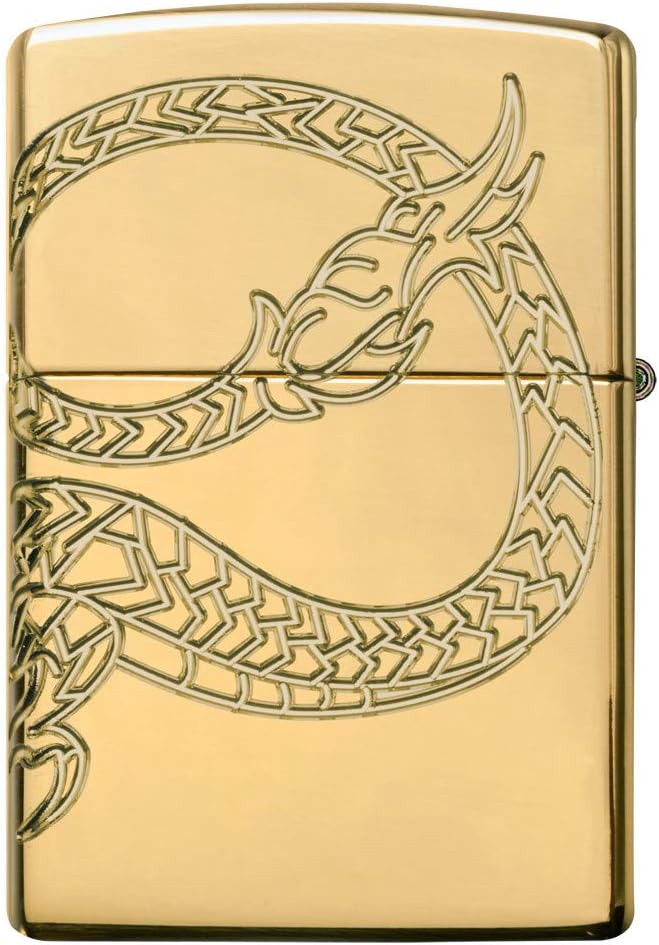 Zippo Chinese Dragon Armor High Polish Gold Plate Pocket Lighter