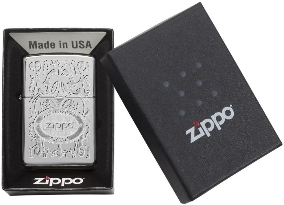 Personalized American Classic Elegant Filigree Lighter Zippo - Free Engraving # 24751 - Christmas, Halloween & Valentines Day Gift