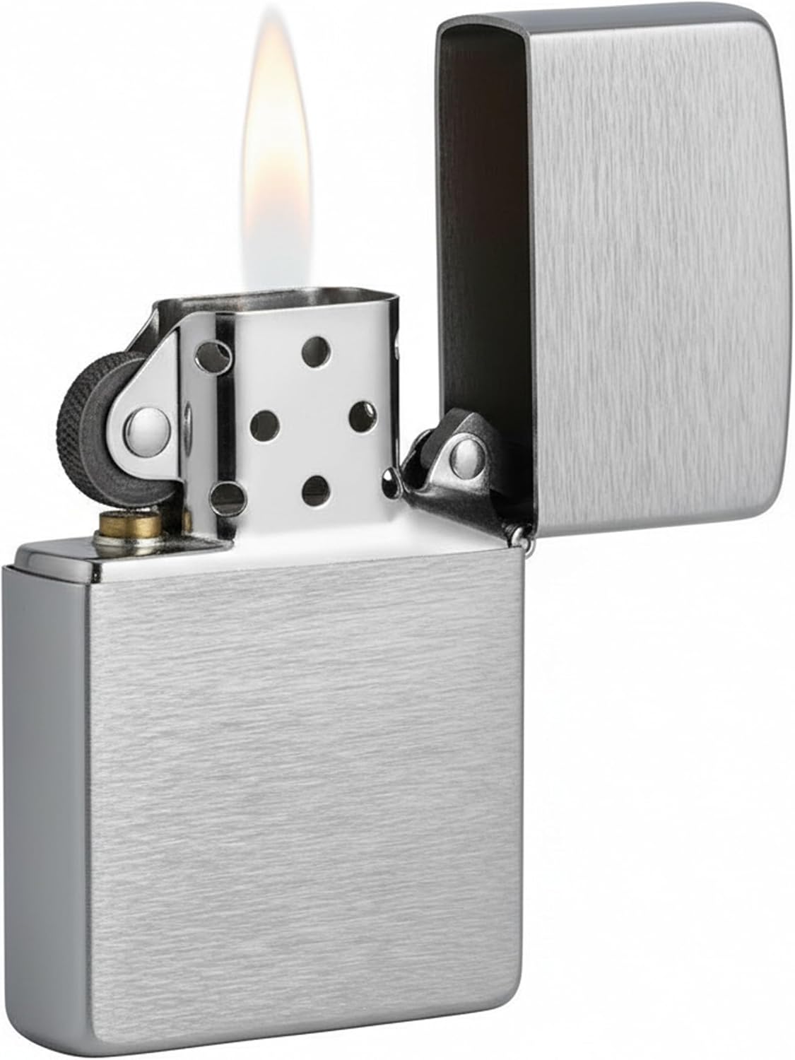Zippo Classic Brushed Chrome Pocket Lighter - Windproof & Refillable Flip-Top Metal Lighter - Everyday Use Pocket Lighters - Luxury Lighters Made in USA