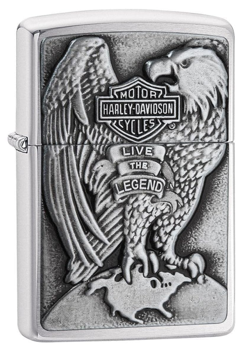 Personalized Zippo Harleey-Daviddson Windproof Oil Lighter Engraving - Christmas, Halloween & Valentines Day Gift (Silver Eng)