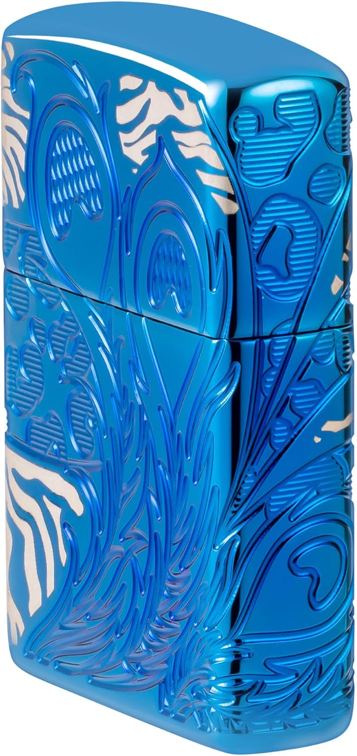 Zippo Animal Flair Design Armor High Polish Blue Pocket Lighter