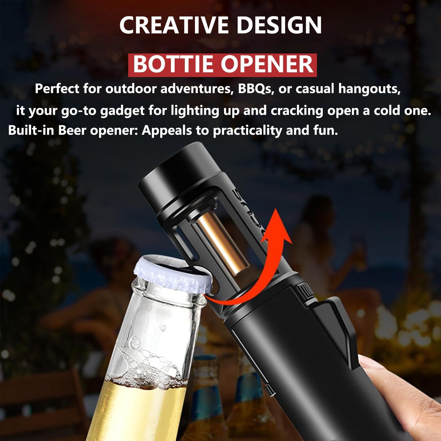 Torch Lighter, Butane Refillable Multifunction Straight Flame Bright Lighter Windproof Adjustable Color with Safety Lock Jet Lightsaber Flame for Outdoor, Campfires, BBQ, Candles, Camping