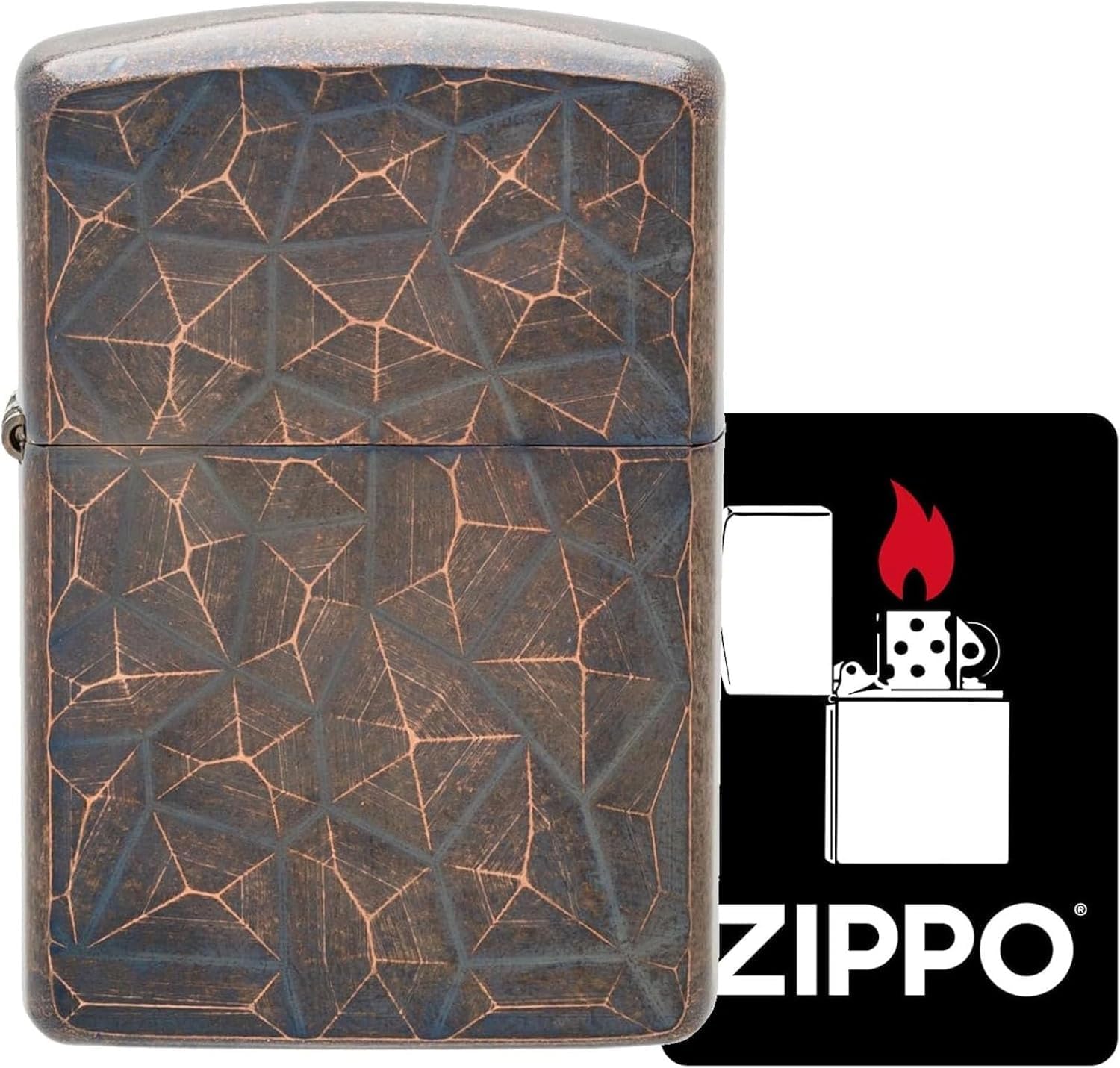 Zippo Oil Lighter with Special Sticker, Flint, Brass, Armor Base, Copper, Barrel Treatment, Double-Sided Zippo Neo Metor CpB