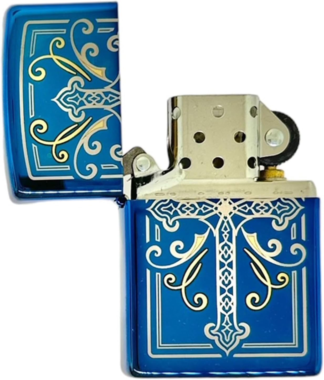Personalized Zippo Elegant Cross Design Sapphire Classic Oil Windproof Lighter Free Engraving - Christmas, Halloween & Valentines Day Gift