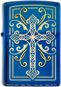 Personalized Zippo Elegant Cross Design Sapphire Classic Oil Windproof Lighter Free Engraving - Christmas, Halloween & Valentines Day Gift