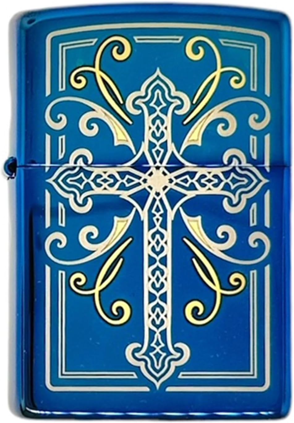 Personalized Zippo Elegant Cross Design Sapphire Classic Oil Windproof Lighter Free Engraving - Christmas, Halloween & Valentines Day Gift