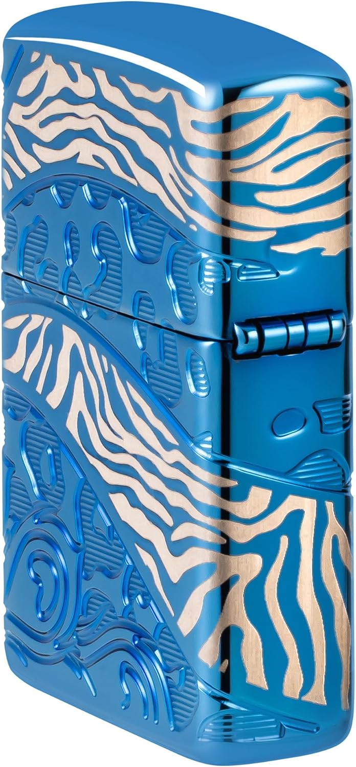 Zippo Animal Flair Design Armor High Polish Blue Pocket Lighter