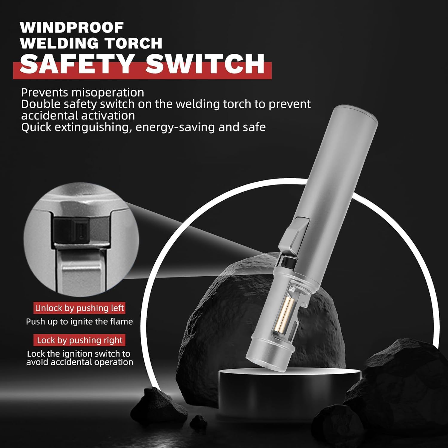 Torch Lighter, Butane Refillable Multifunction Straight Flame Bright Lighter Windproof Adjustable Color with Safety Lock Jet Lightsaber Flame for Outdoor, Campfires, BBQ, Candles, Camping