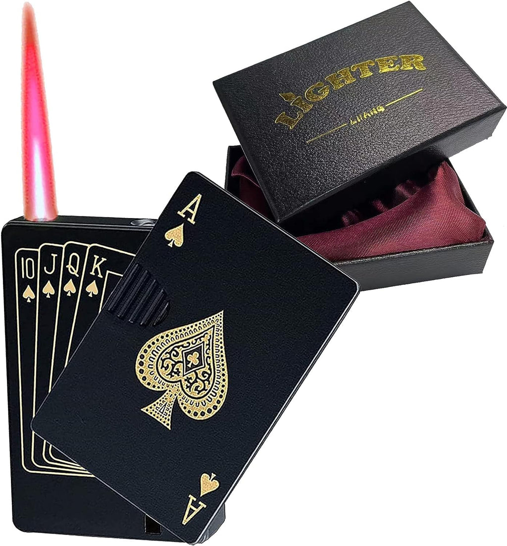 Men's Windproof Lighter - Butane Lighter with Adjustable Spray - Black