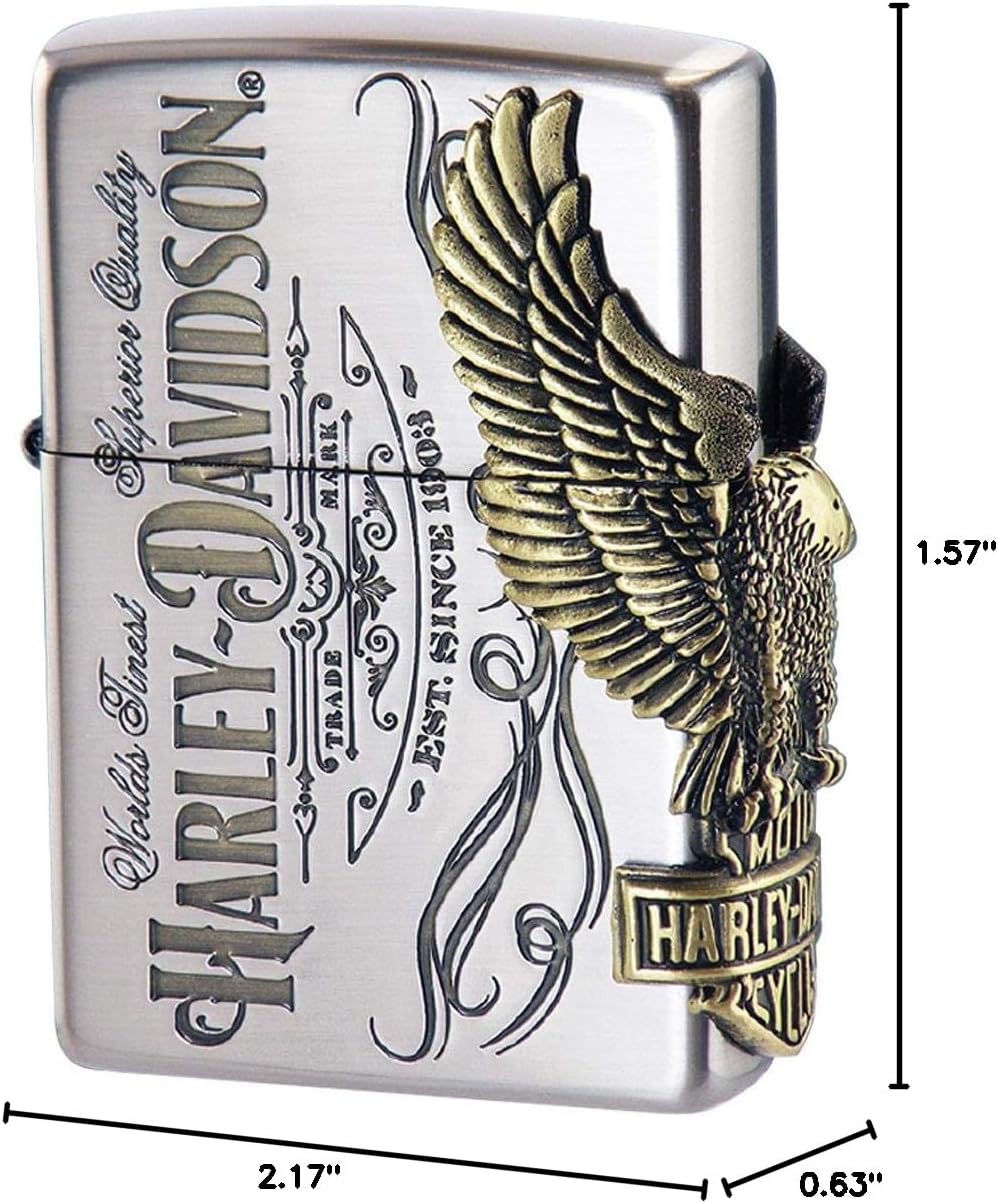 Zippo HDP-75 Lighter, Silver, Harley-Davidson Japan Limited Model, 3-Sided Processing