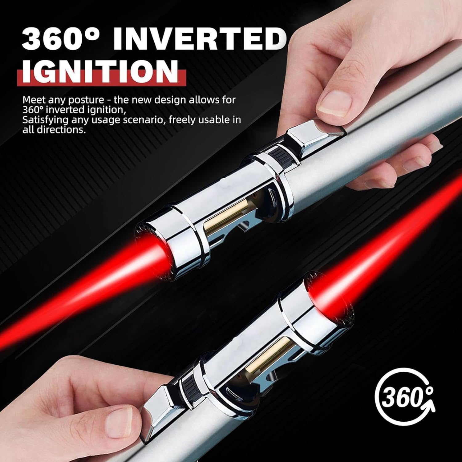 Torch Lighter, Butane Refillable Multifunction Straight Flame Bright Lighter Windproof Adjustable Color with Safety Lock Jet Lightsaber Flame for Outdoor, Campfires, BBQ, Candles, Camping