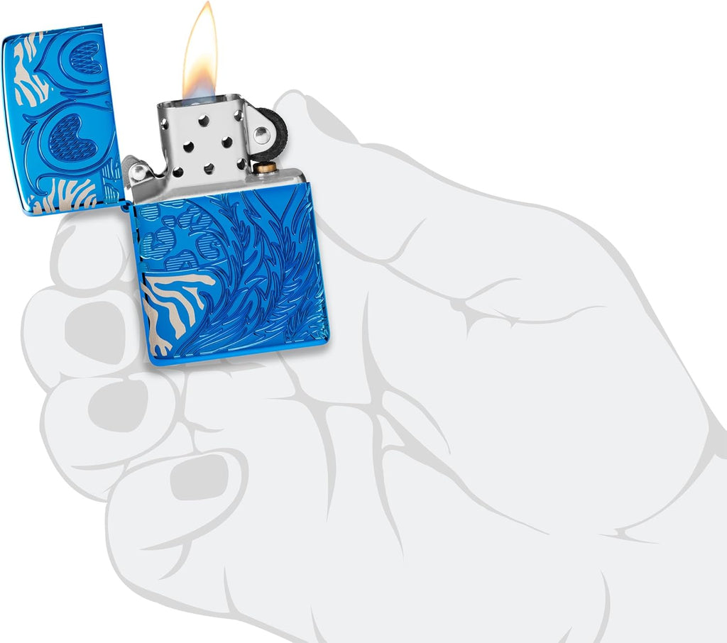 Zippo Animal Flair Design Armor High Polish Blue Pocket Lighter