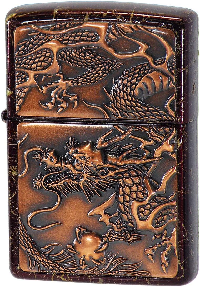 Zippo Lighter Black Rise Metal Red Dragon Electroforming Plate 3 Sided Lacquer Painting