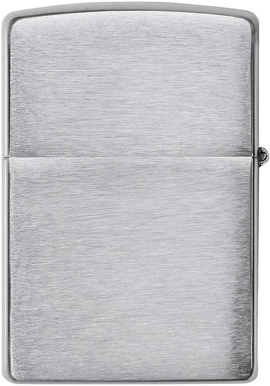 Zippo Classic Brushed Chrome Pocket Lighter - Windproof & Refillable Flip-Top Metal Lighter - Everyday Use Pocket Lighters - Luxury Lighters Made in USA