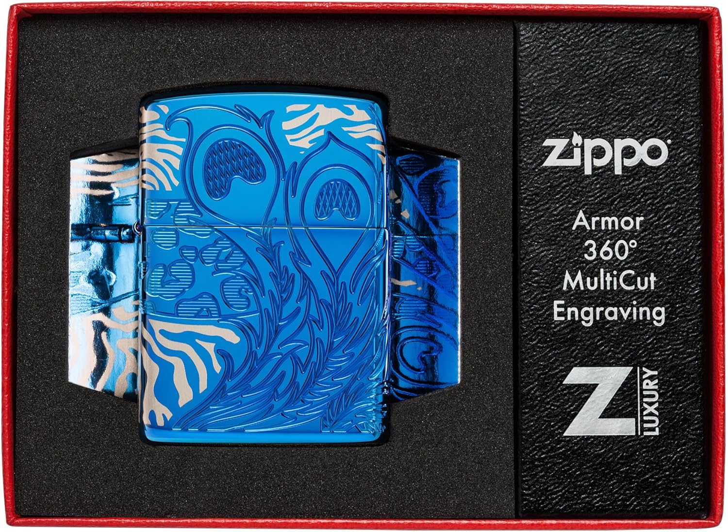 Zippo Animal Flair Design Armor High Polish Blue Pocket Lighter