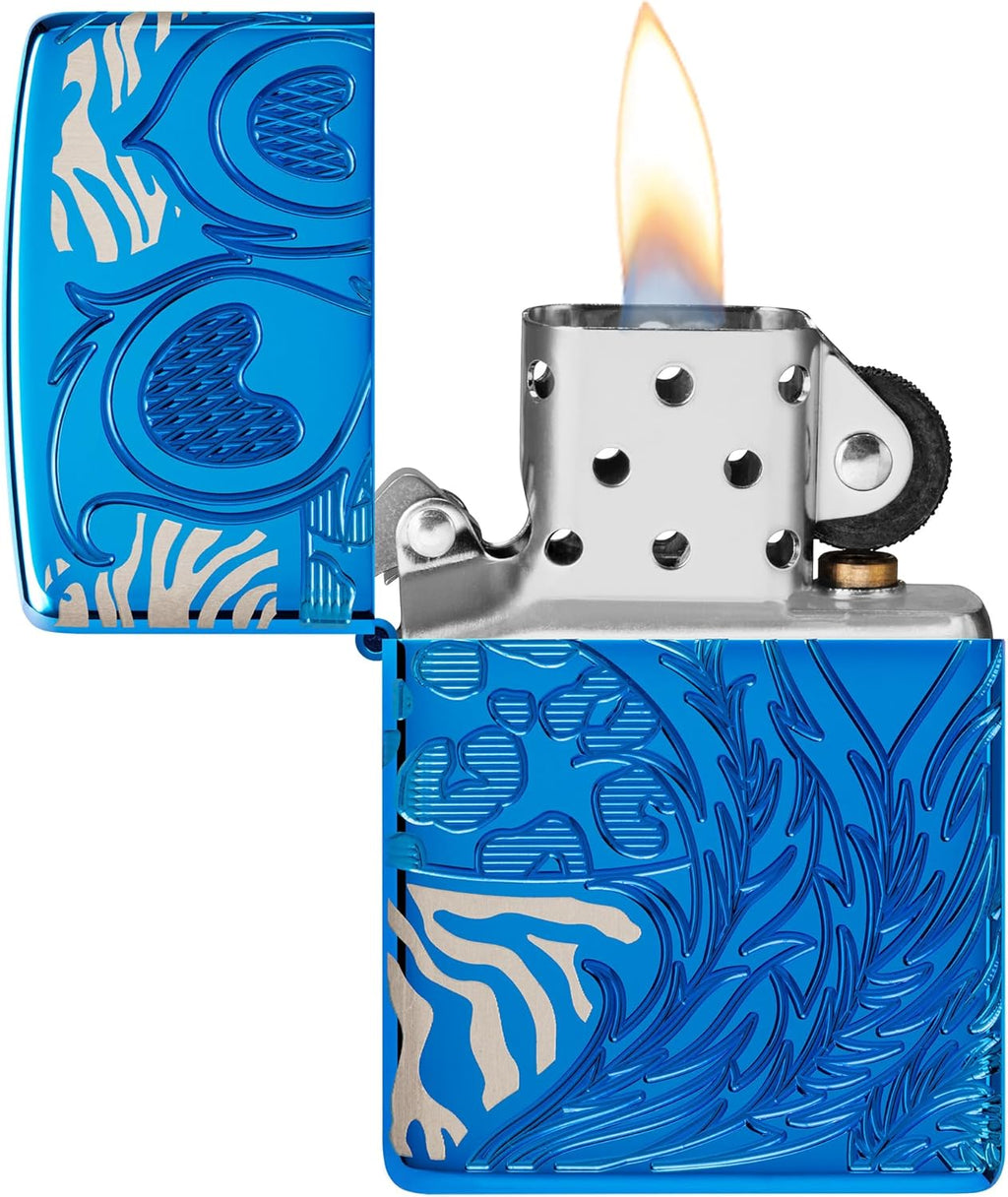 Zippo Animal Flair Design Armor High Polish Blue Pocket Lighter