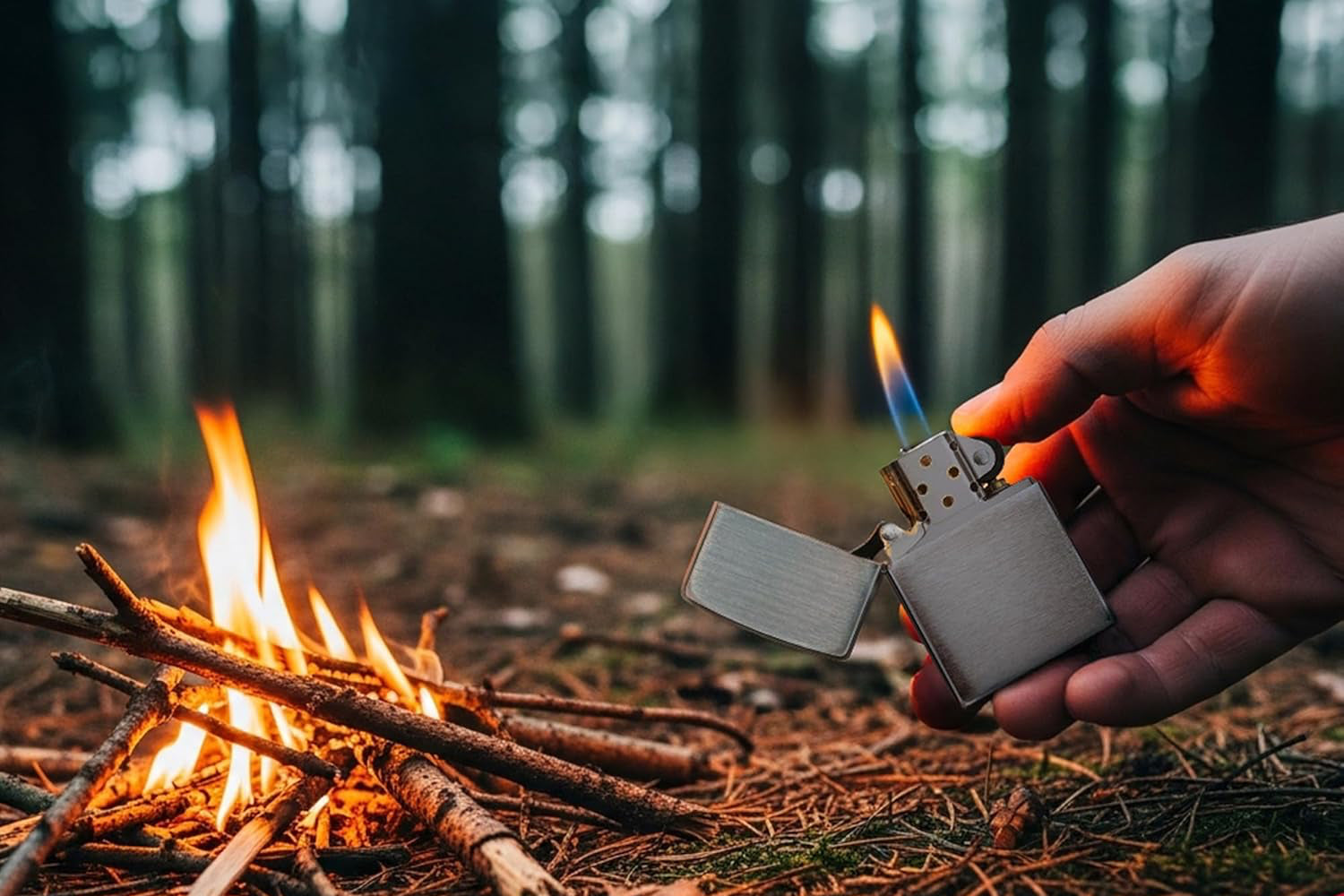 Zippo Classic Brushed Chrome Pocket Lighter - Windproof & Refillable Flip-Top Metal Lighter - Everyday Use Pocket Lighters - Luxury Lighters Made in USA